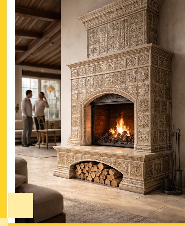 Купить изразцовый камин в Мелеузе от 255725 р. | ЭриданМлз