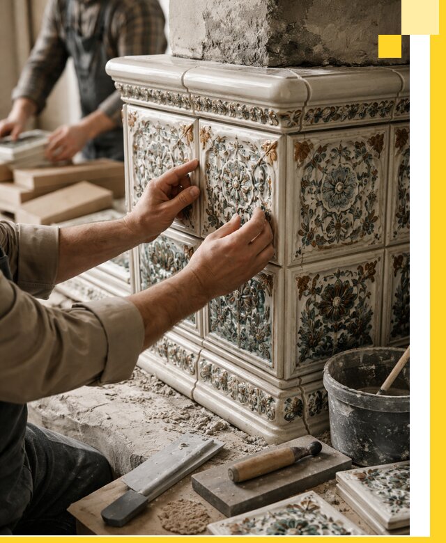 Изразцовые камины под ключ в Мелеузе: проект и монтаж