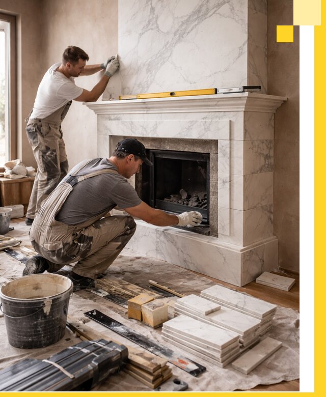 Отделка каминов в Мелеузе качественные облицовочные работы