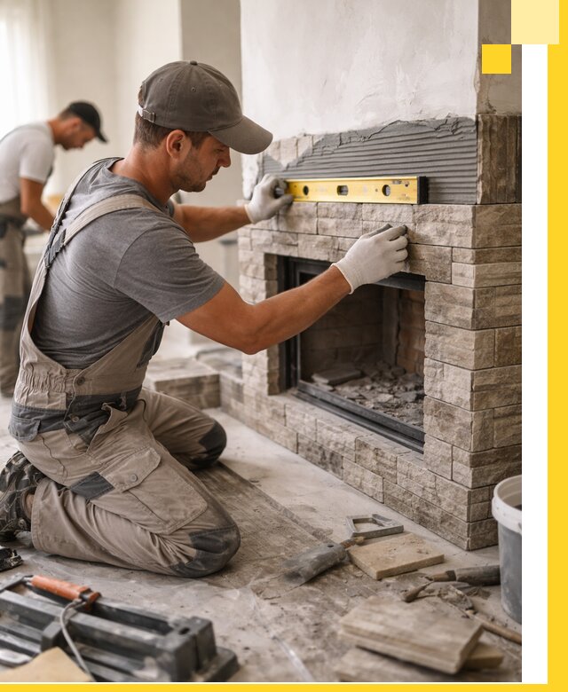 Облицовка каминов в Мелеузе, монтаж и отделка натуральным камнем