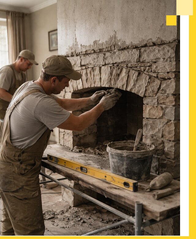 Изготовление каминов под ключ в Мелеузе, монтаж и отделка