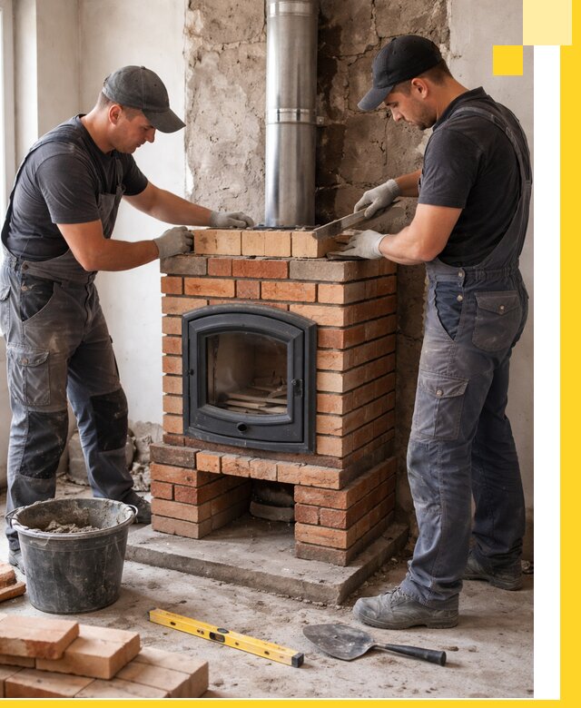 Монтаж печи камина под ключ в Мелеузе с гарантией и пусконаладкой