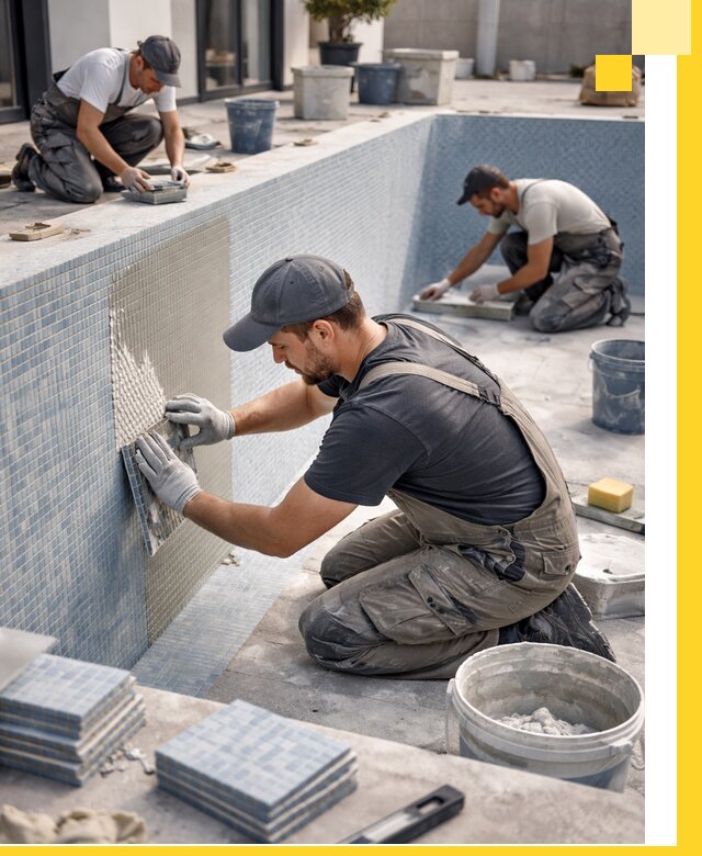 Облицовка бассейнов в Мелеузе плитка мозаика гидроизоляция