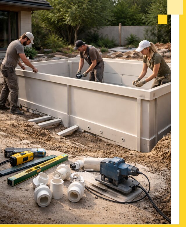 Установка полипропиленовых бассейнов под ключ в Мелеузе