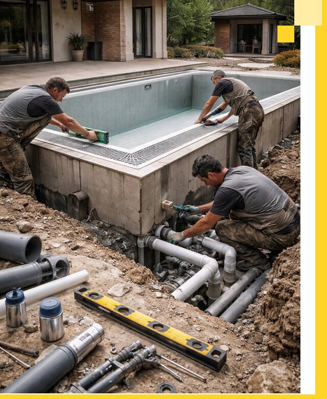 Строительство переливных бассейнов в Мелеузе под ключ