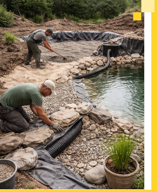 Строительство природных бассейнов и озер в Мелеузе под ключ