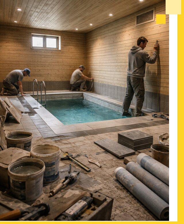 Строительство бани с бассейном и сауной под ключ в Мелеузе