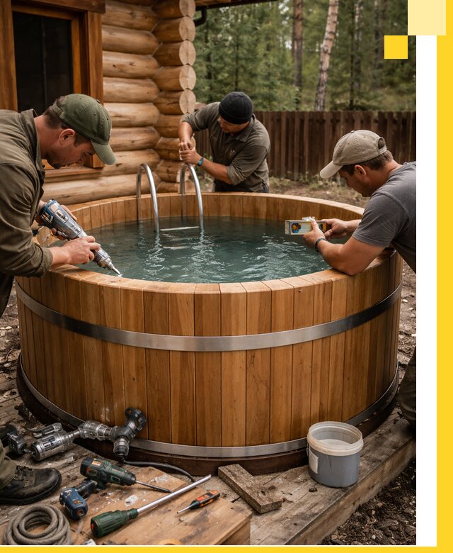 Строительство бань с купелью под ключ и отделкой в Мелеузе