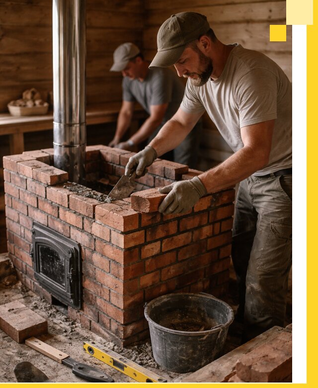 Кирпичные печи для бани под ключ в Мелеузе, проект и монтаж