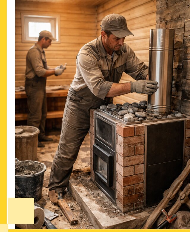 Монтаж печи в бане под ключ в Мелеузе от 20458 р. | ЭриданМлз