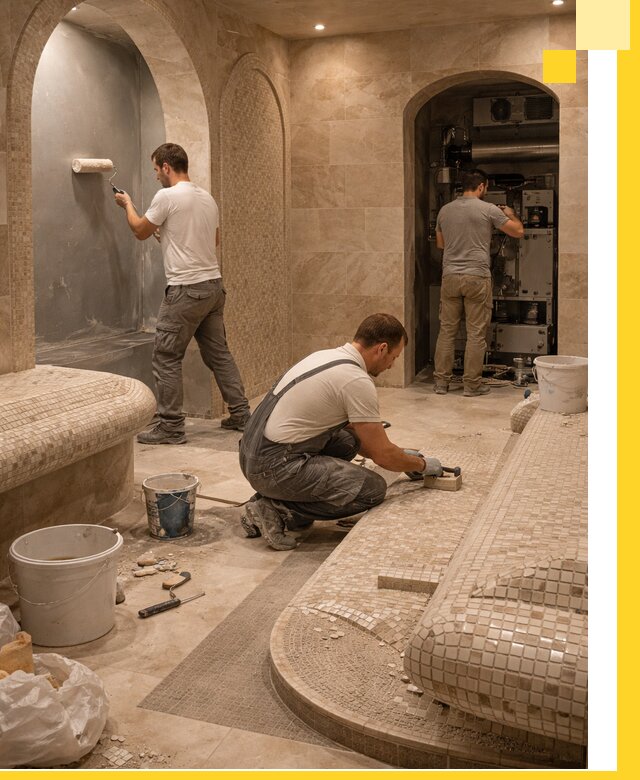 Строительство бани с хамамом и бассейном под ключ в Мелеузе