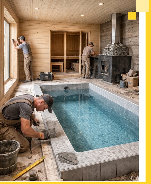 Проект бани с бассейном и сауной в Мелеузе под ключ