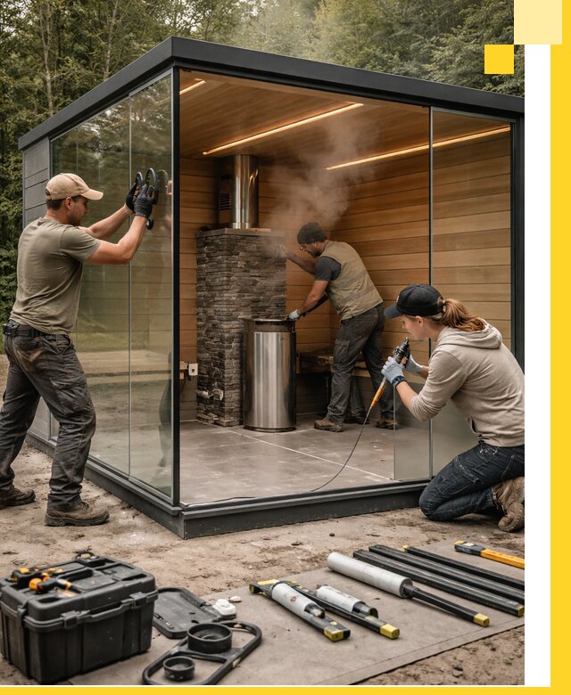 Проектирование и строительство стеклянных бань в Мелеузе