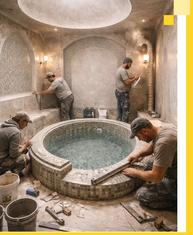 Профессиональное строительство хамама с бассейном в Мелеузе под ключ